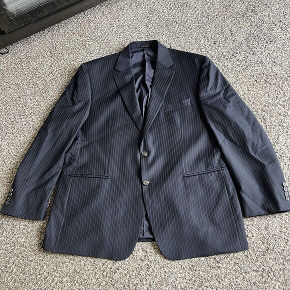 Lauren Ralph Lauren 100% Wool Blazer Jacket Navy Men 46R Pinstripe 2 Buttons - Picture 7 of 9